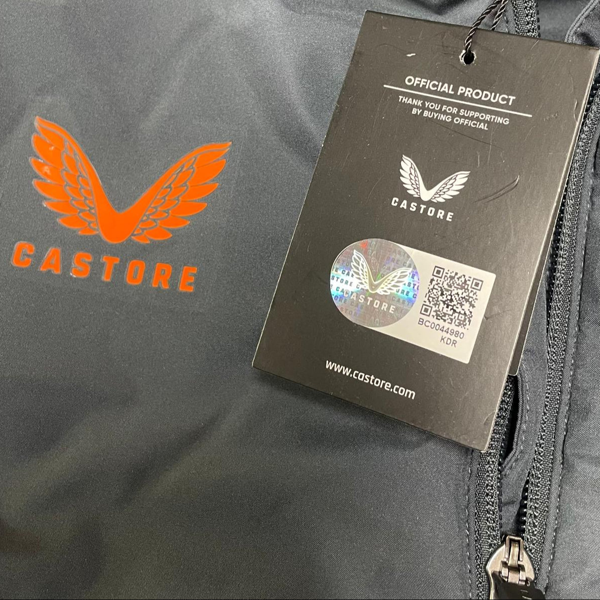Castore Rangers FC Coaches Long Training Bench Jacket men's size S grey and orange parka