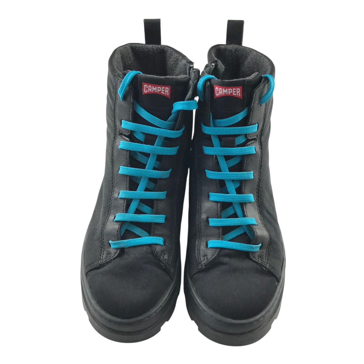 Camper size UK 5 black fashion boots with blue laces