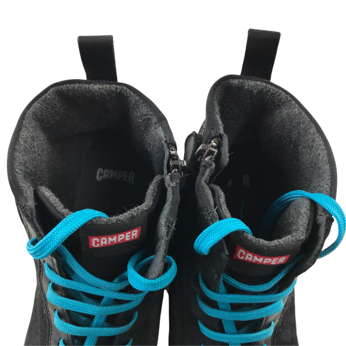 Camper size UK 5 black fashion boots with blue laces