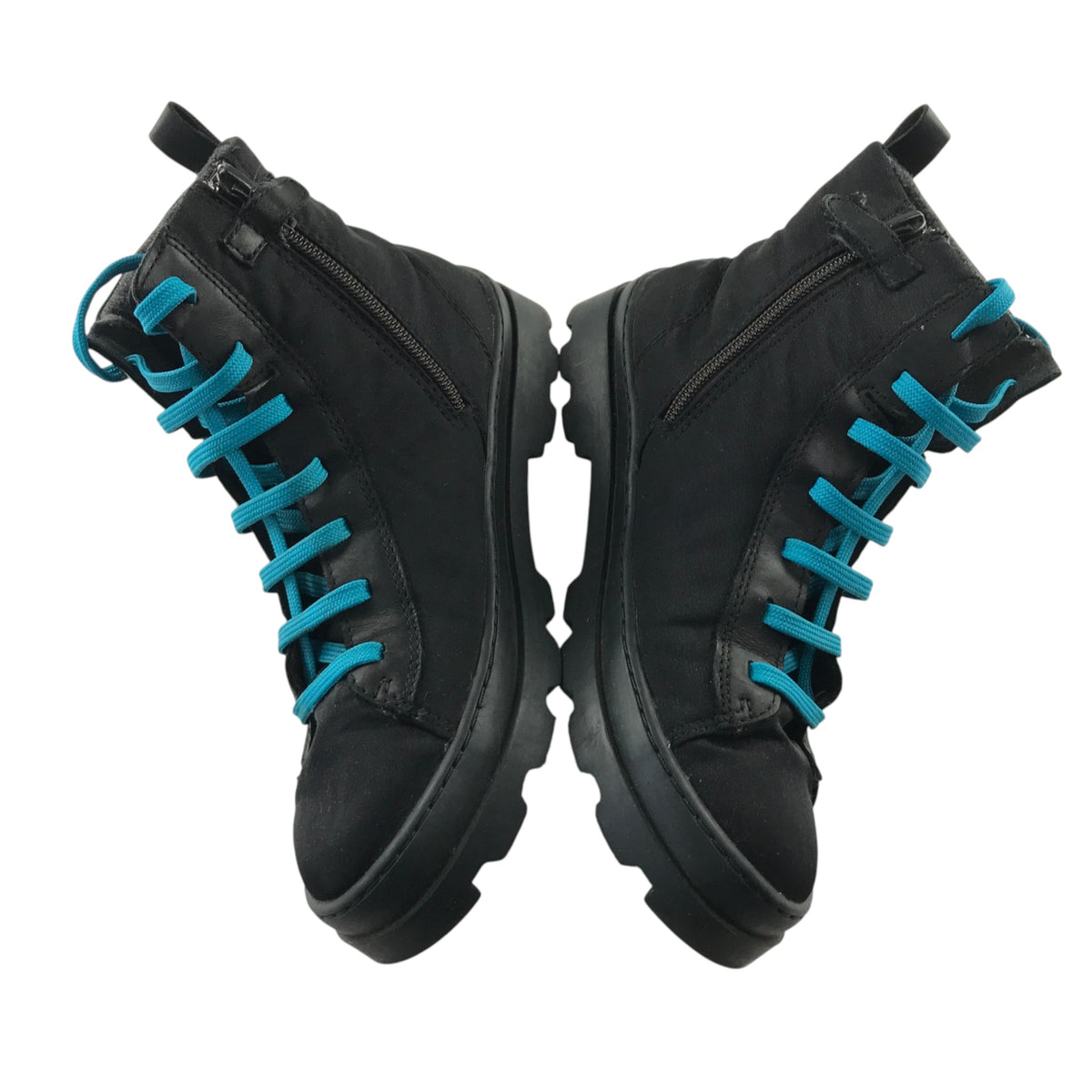 Camper size UK 5 black fashion boots with blue laces