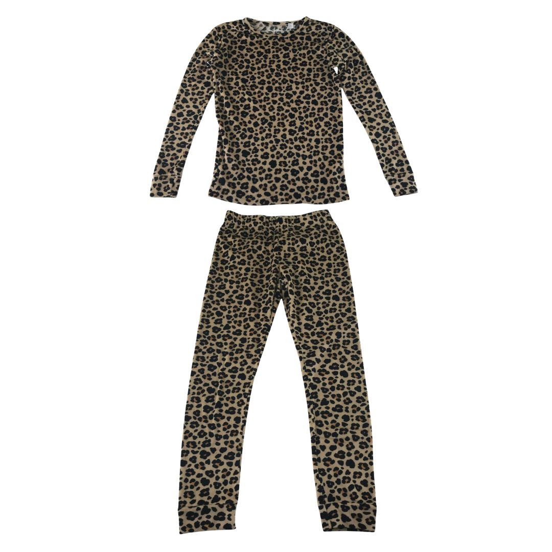 Cat & Jack 9-10 years brown pyjama set leopard print polyester elastane