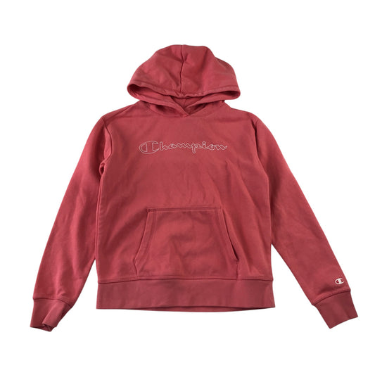 Champion 11-12 years hoodie coral red cotton polyester
