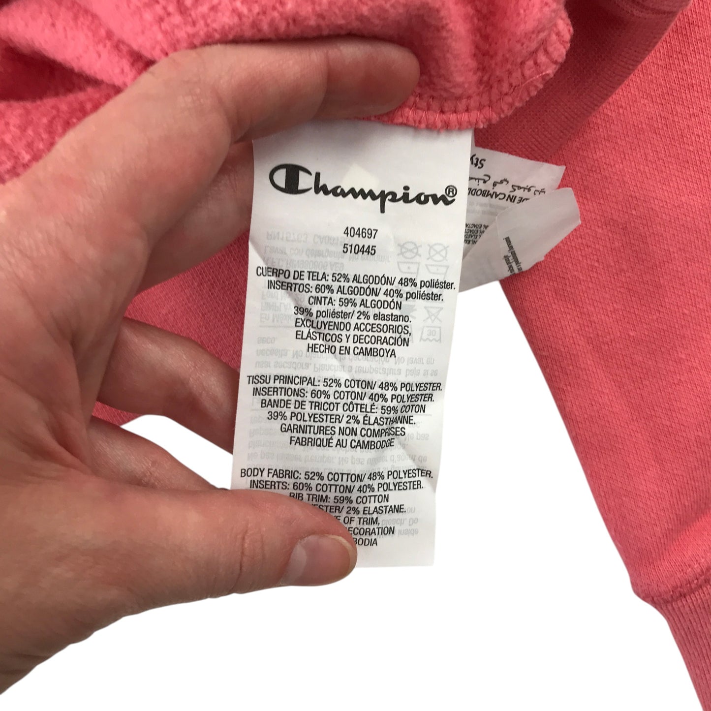 Champion 11-12 years hoodie coral red cotton polyester