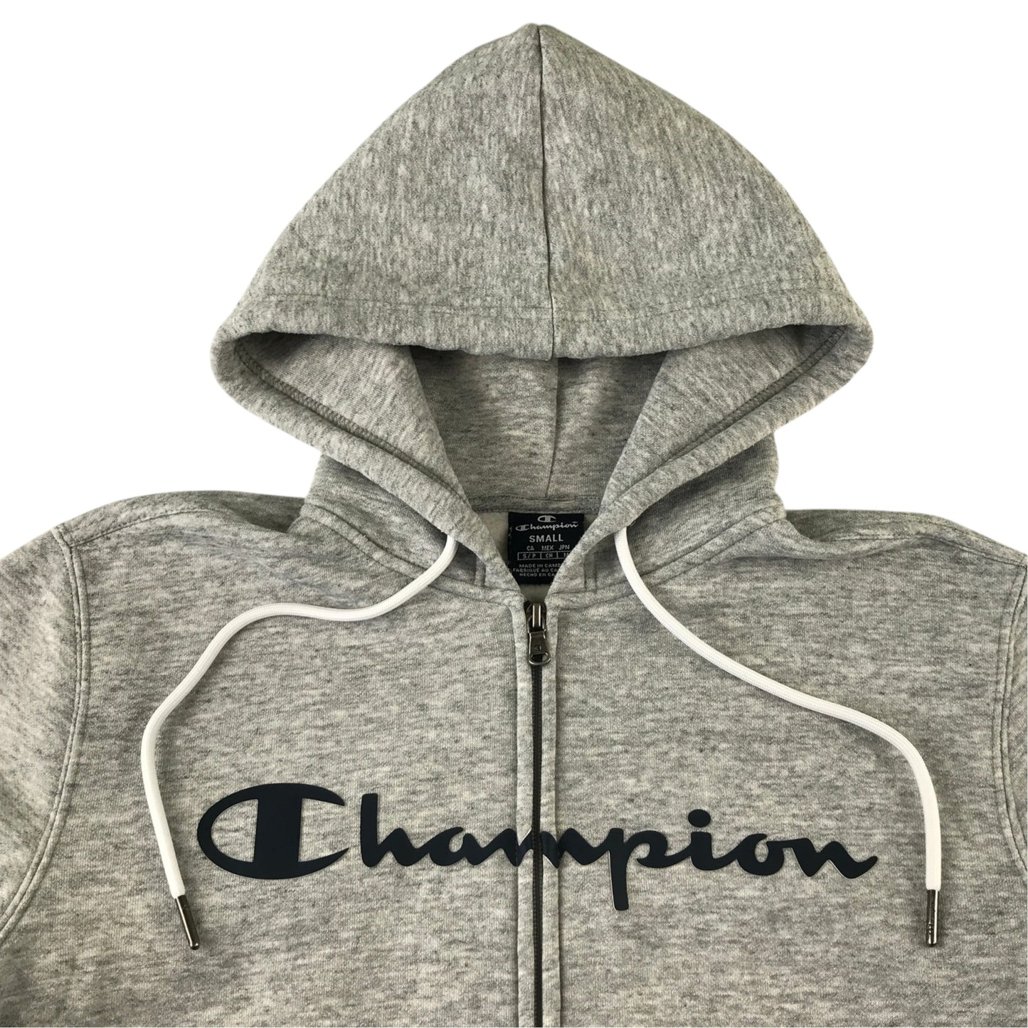 Champion size S grey hoodie full zipper cotton polyester