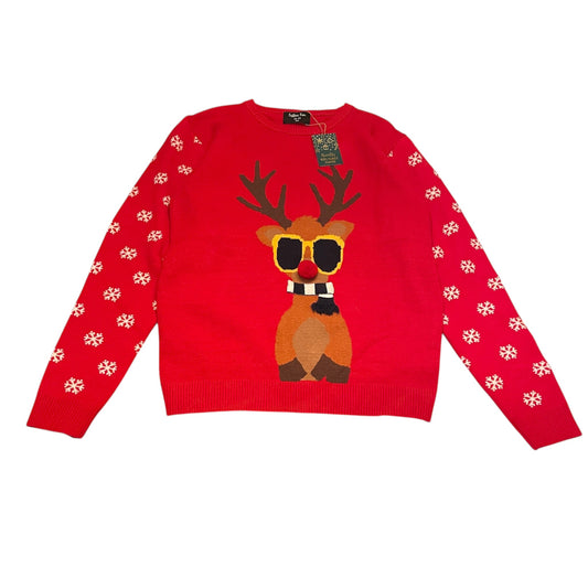 Christmas jumper 12-13 years red cool Rudolph viscose polyester nylon