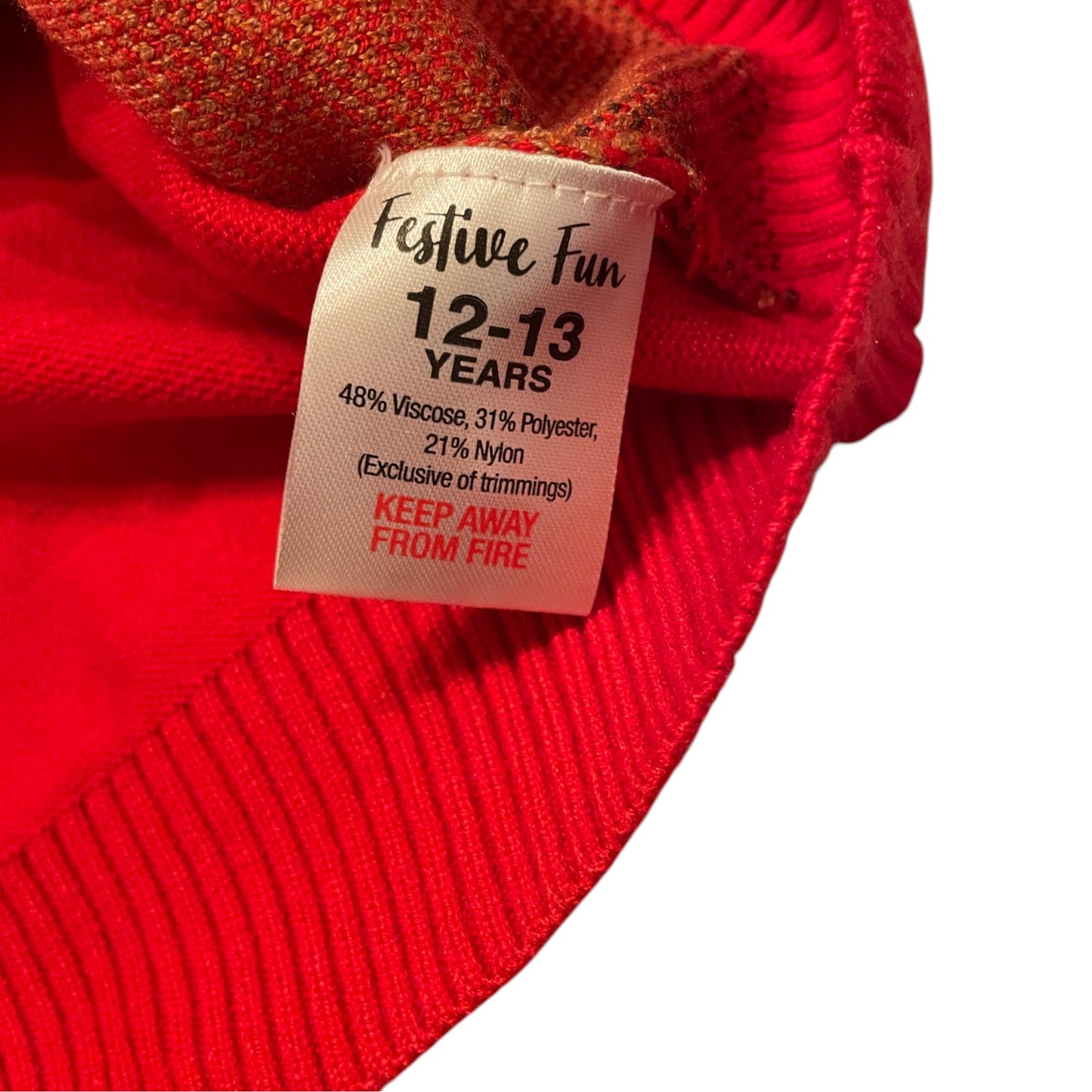 Christmas jumper 12-13 years red cool Rudolph viscose polyester nylon