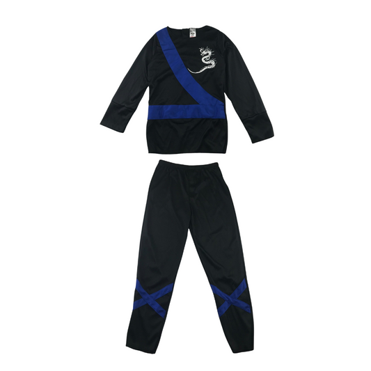 Smiffys Costume 4-6 Years Black Ninja Outfit with Dragon and Blue Details