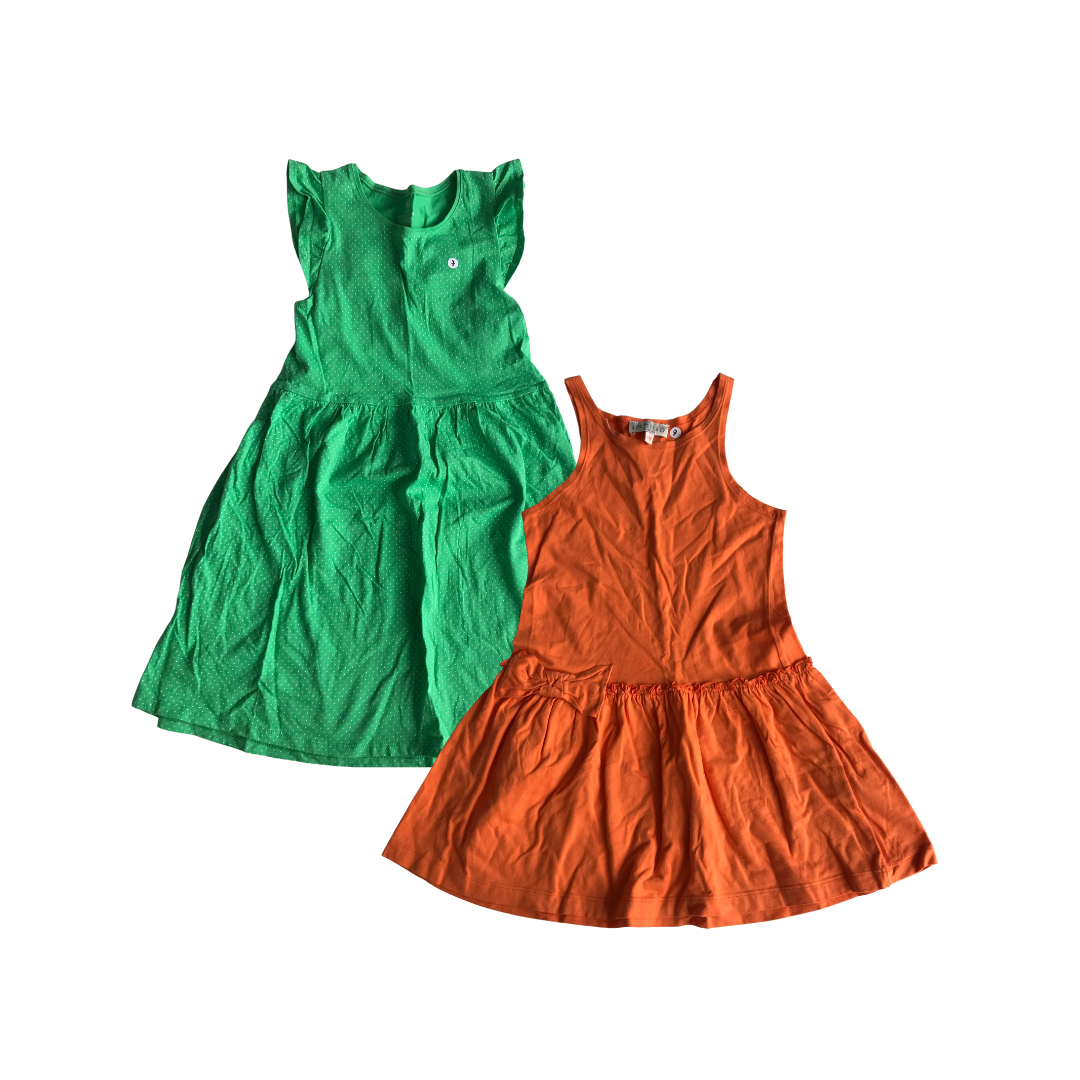 Bright Orange and Green Summer Dress Bundle Age 7