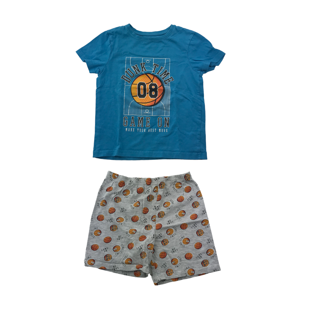 Primark Blue and Grey Basketball Print Pyjama Set Age 7