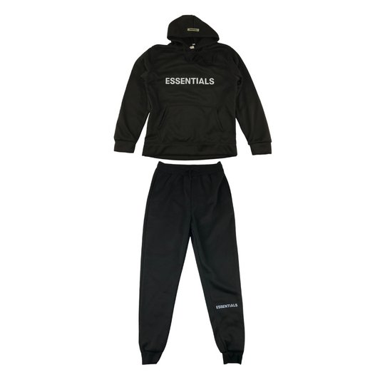 Hoodie and Joggers Set Size L Black with word Essentials Printed
