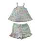 Matalan Top and Shorts Set Age 12 White and Pastel Multicolour Printed Cotton