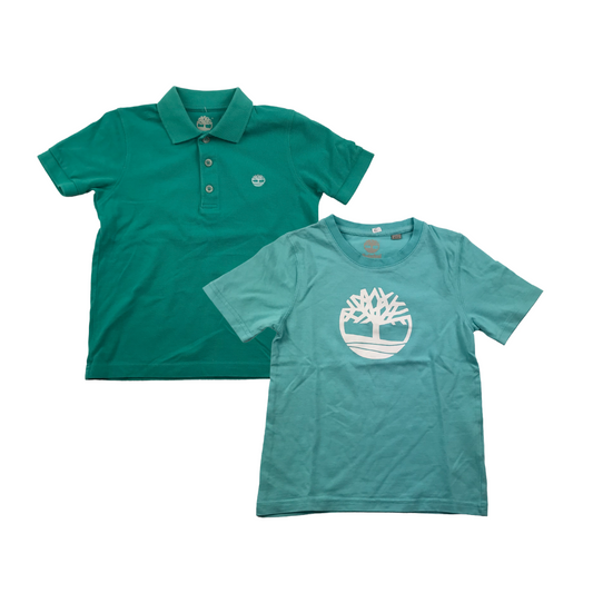 Timberland Light Blue and Turquoise Logo T-shirt Bundle Age 6