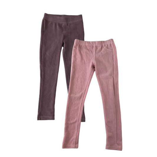M&S and Nutmeg Leggings Bundle Age 5 Pink and Mauve Taupe Corduroy Jeggings