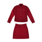 Pretty Little Thing Denim jacket and skirt set women size UK 4 red cotton