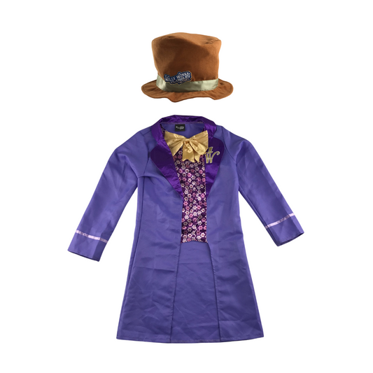 Willy Wonka costume 10-12 years purple coat and brown hat