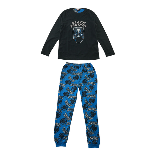 Primark pyjama set 13-14 years black and Blue Marvel Black Panther fluffy warm