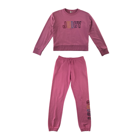 Juicy Couture Sweater and Joggers Set Age 14-15 Pink Crop Sweater and Cuffed Leg Joggers