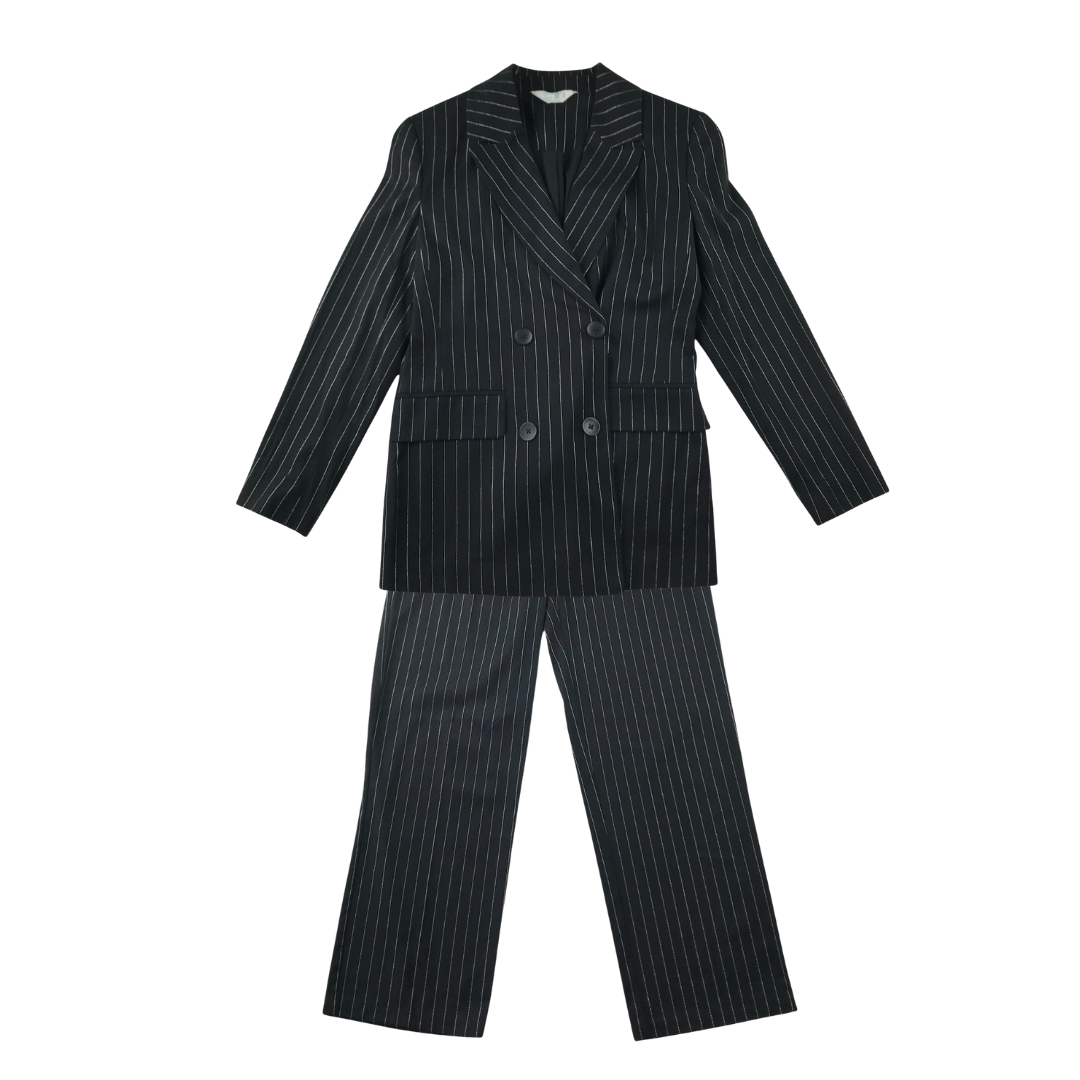 Primark suit womens size UK 10 black and white sparkly stripy slightly oversized