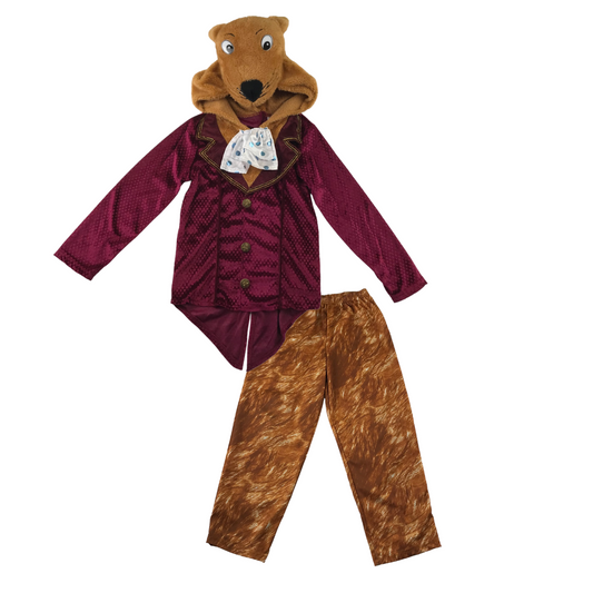 Tu Fantastic Mr. Fox costume 7-8 years fur head and maroon jacket Roald Dahl