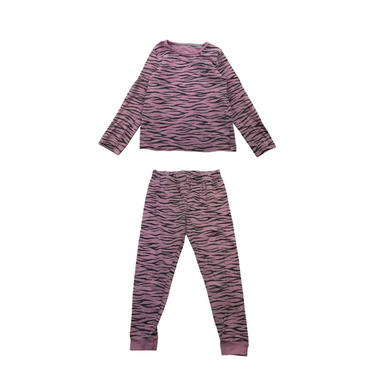 Nutmeg Pink Tiger Stripes Cotton Pyjama Set Age 4