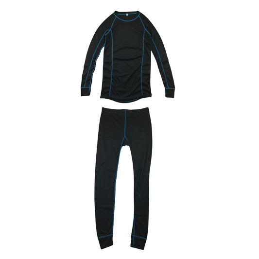 Thermal Set 12-13 Years Black with Blue Stitching Detailing