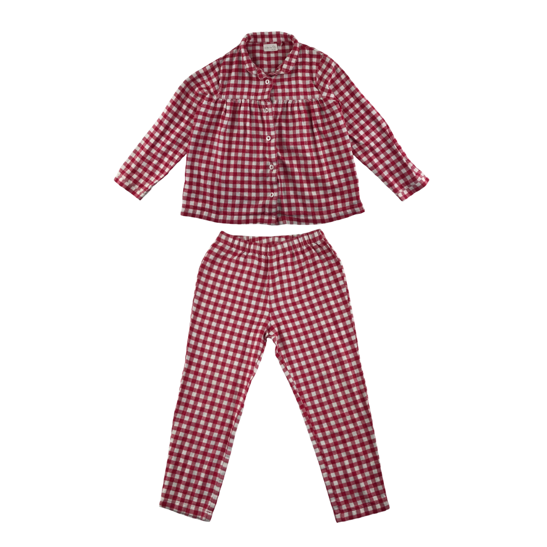 Next pyjama set 5-6 years red and white checked flannel