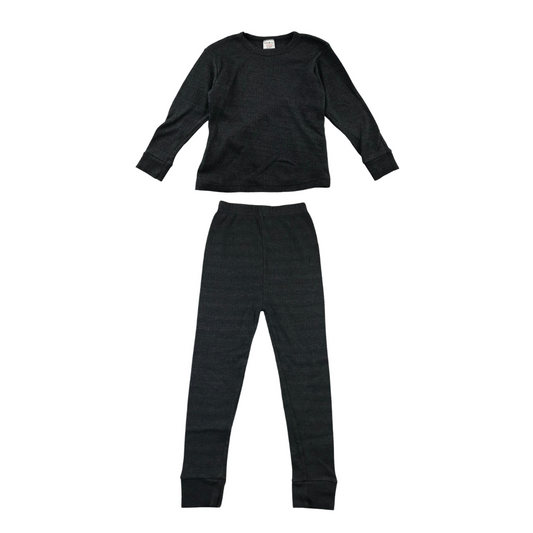 Kid Collection Thermal Set 9-10 Years Dark Grey with Vertical Ridges