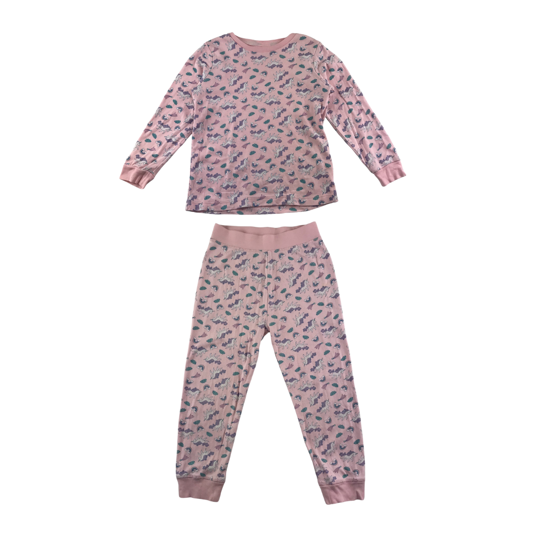 Lily & Dan pyjama set 5-6 years light pink unicorn long sleeve organic cotton