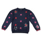 Crew Kids 10-11 years navy blue jumper pink sequin stars cotton acrylic