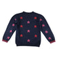 Crew Kids 10-11 years navy blue jumper pink sequin stars cotton acrylic