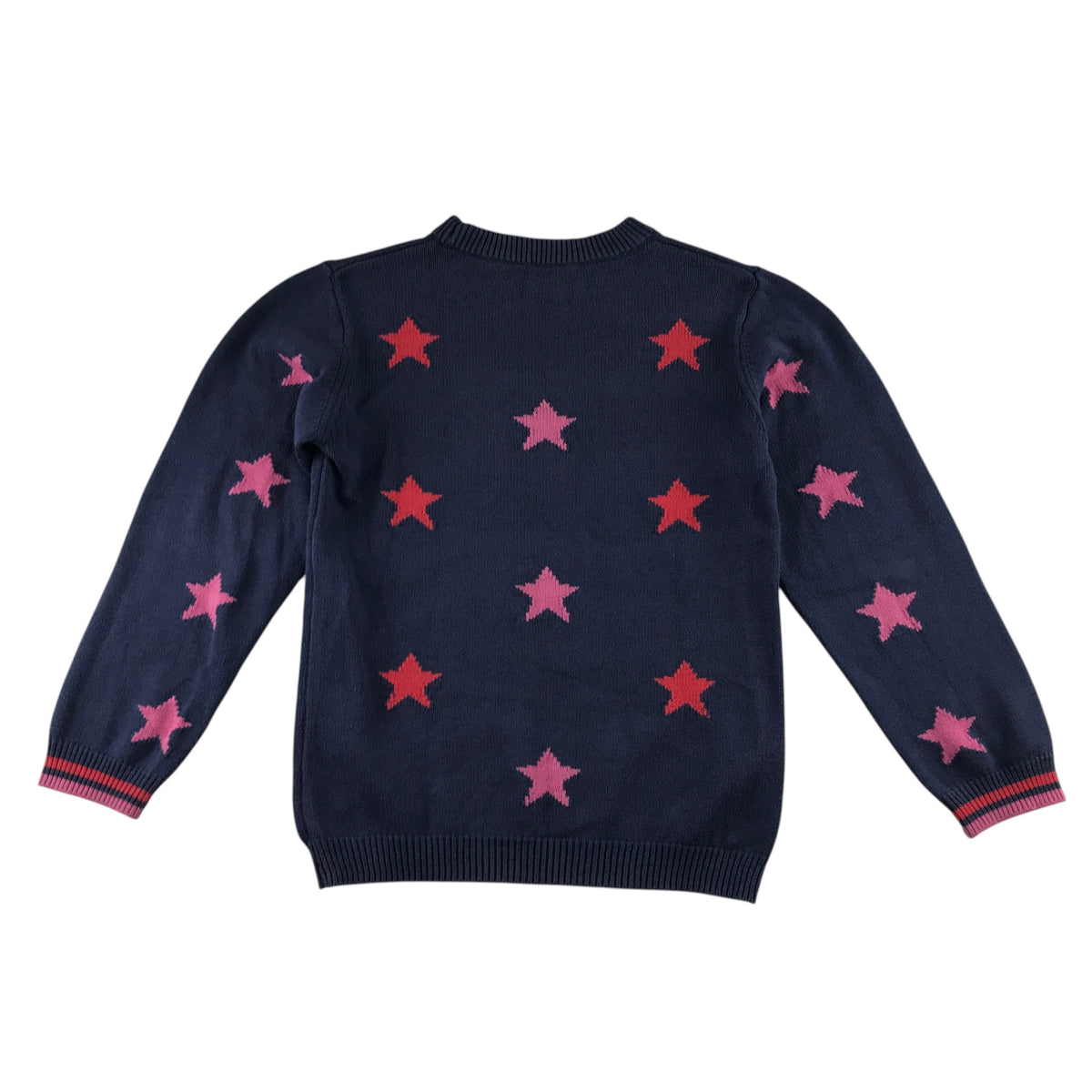 Crew Kids 10-11 years navy blue jumper pink sequin stars cotton acrylic