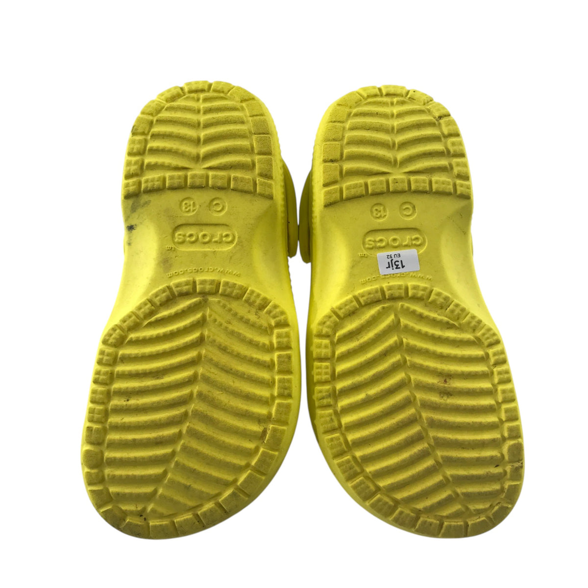 Crocs size UK 13 junior yellow clogs
