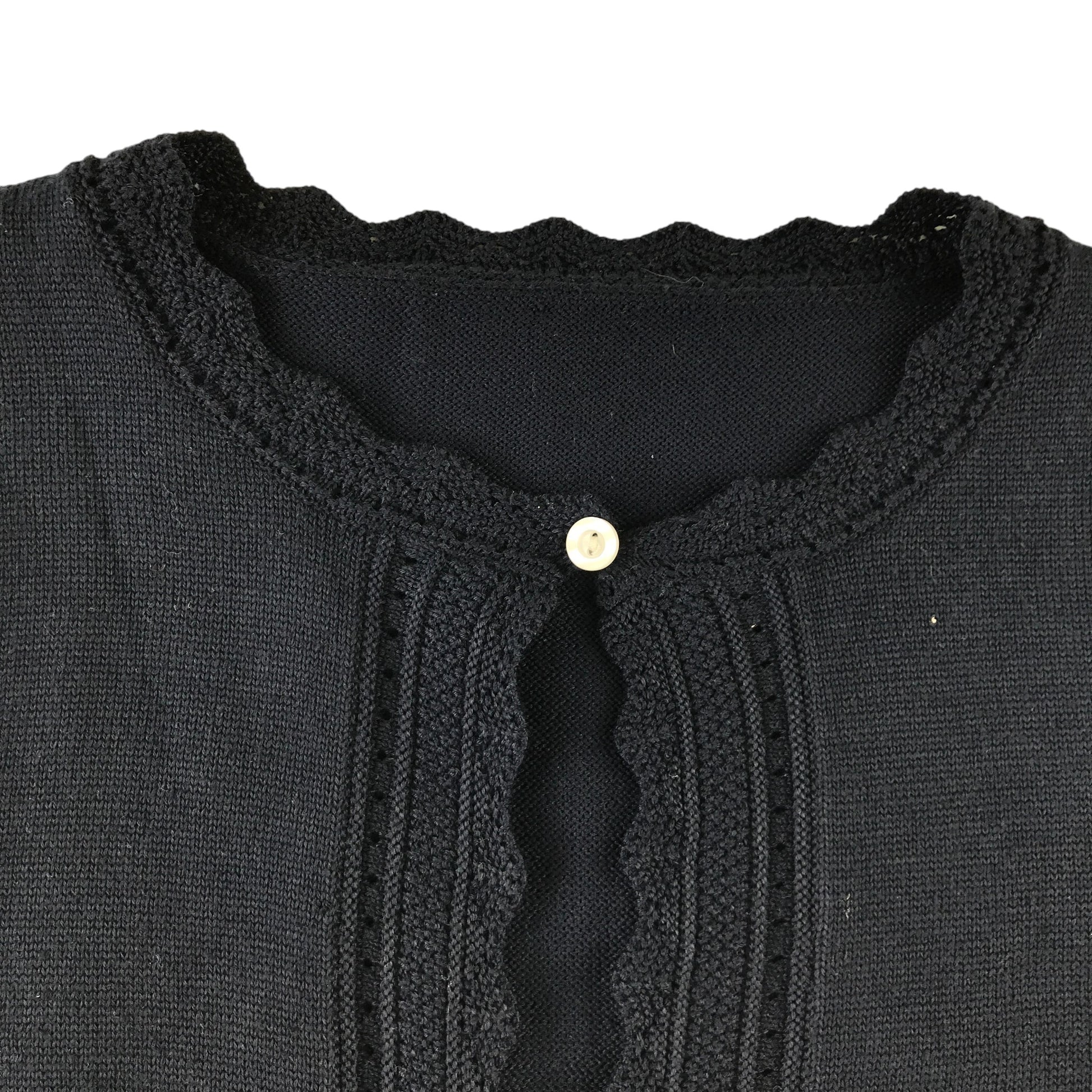Cropped cardigan 9-10 years navy blue scallop detail polyester