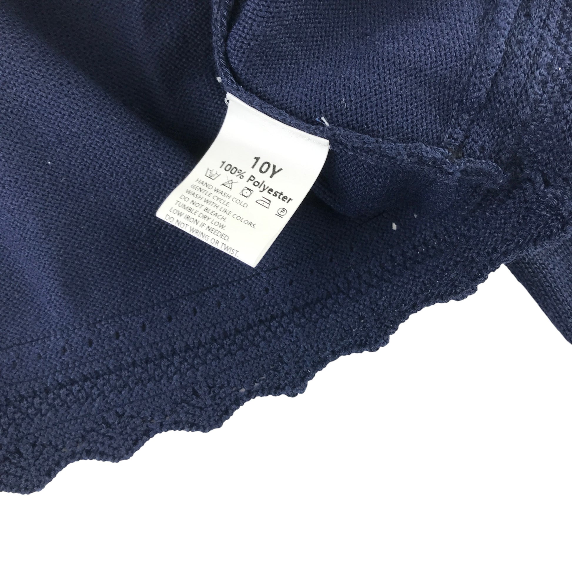 Cropped cardigan 9-10 years navy blue scallop detail polyester
