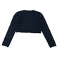 Cropped cardigan 9-10 years navy blue scallop detail polyester