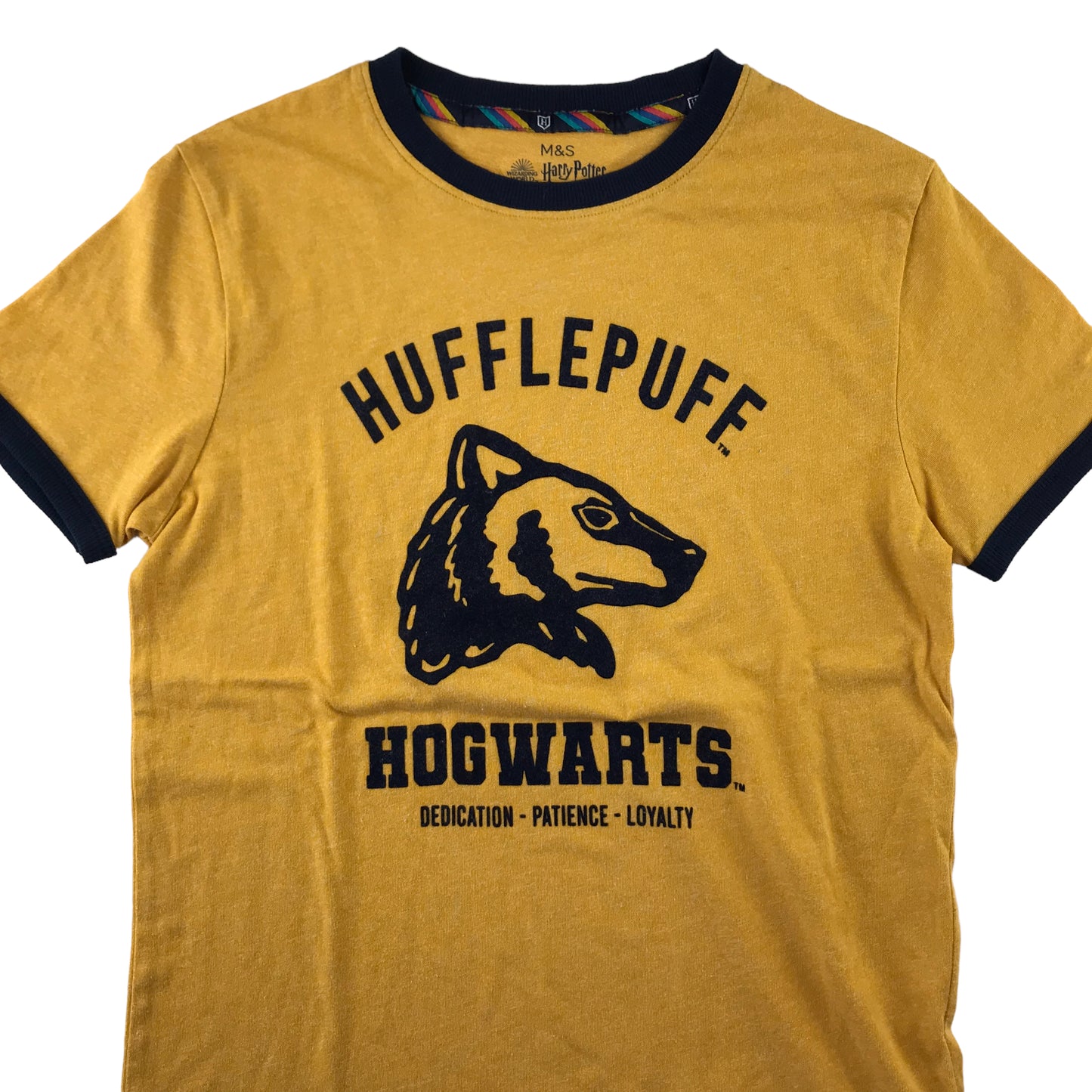 M&S T-Shirt 11-12 Years Yellow Hufflepuff Hogwarts Wizarding World Tee