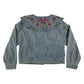 Next denim jacket 7-8 years blue long sleeve with flower embroidery detail cotton
