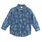 Tu denim jacket 7-8 years years blue long sleeve with plant print cotton