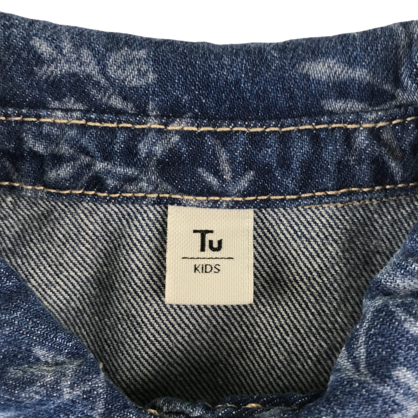 Tu denim jacket 7-8 years years blue long sleeve with plant print cotton