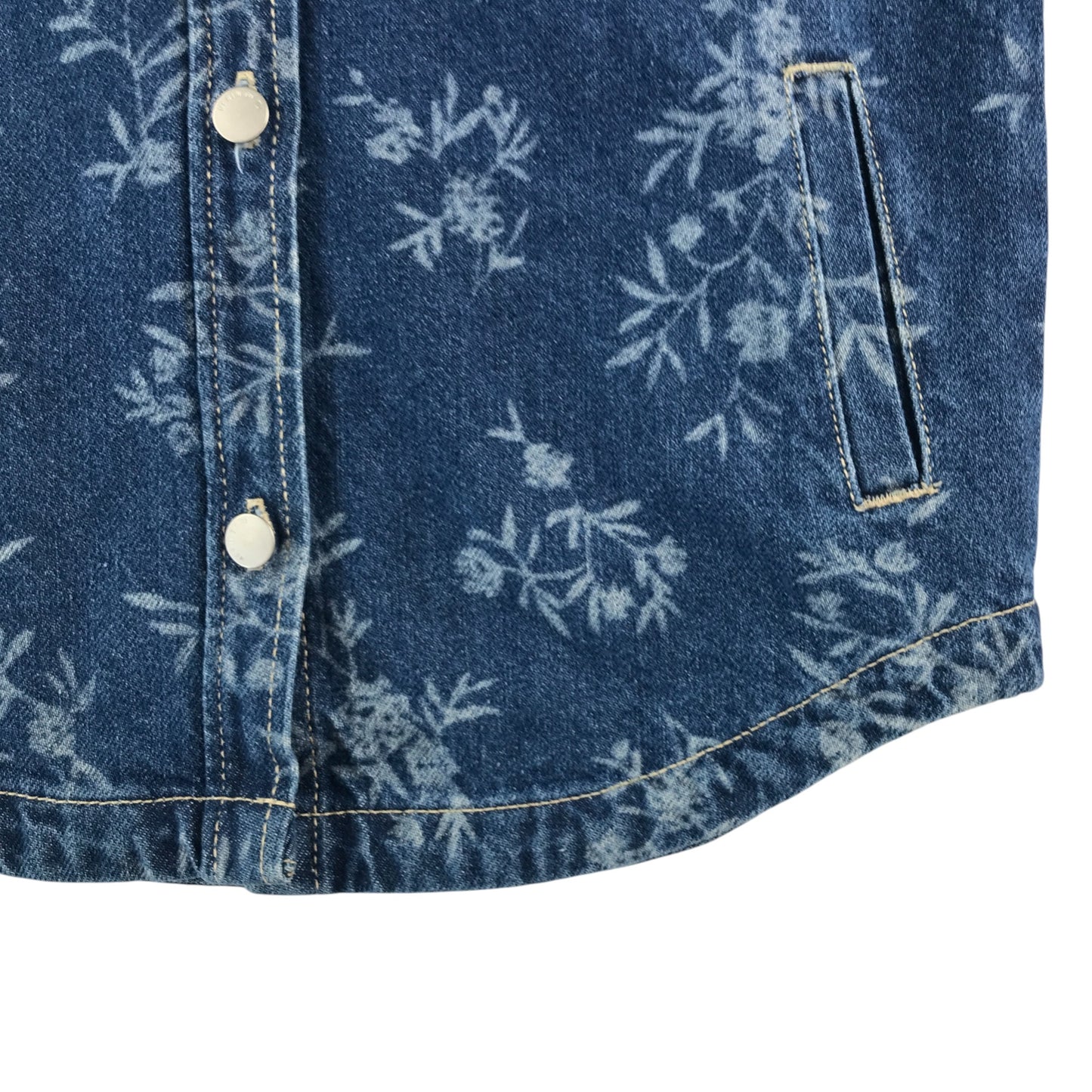Tu denim jacket 7-8 years years blue long sleeve with plant print cotton