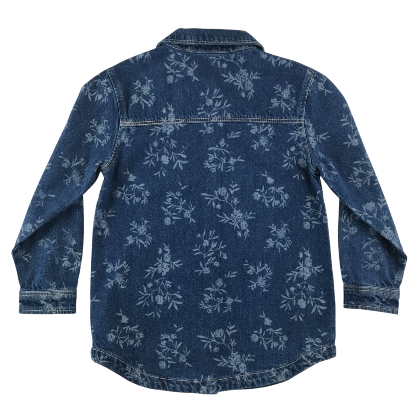 Tu denim jacket 7-8 years years blue long sleeve with plant print cotton