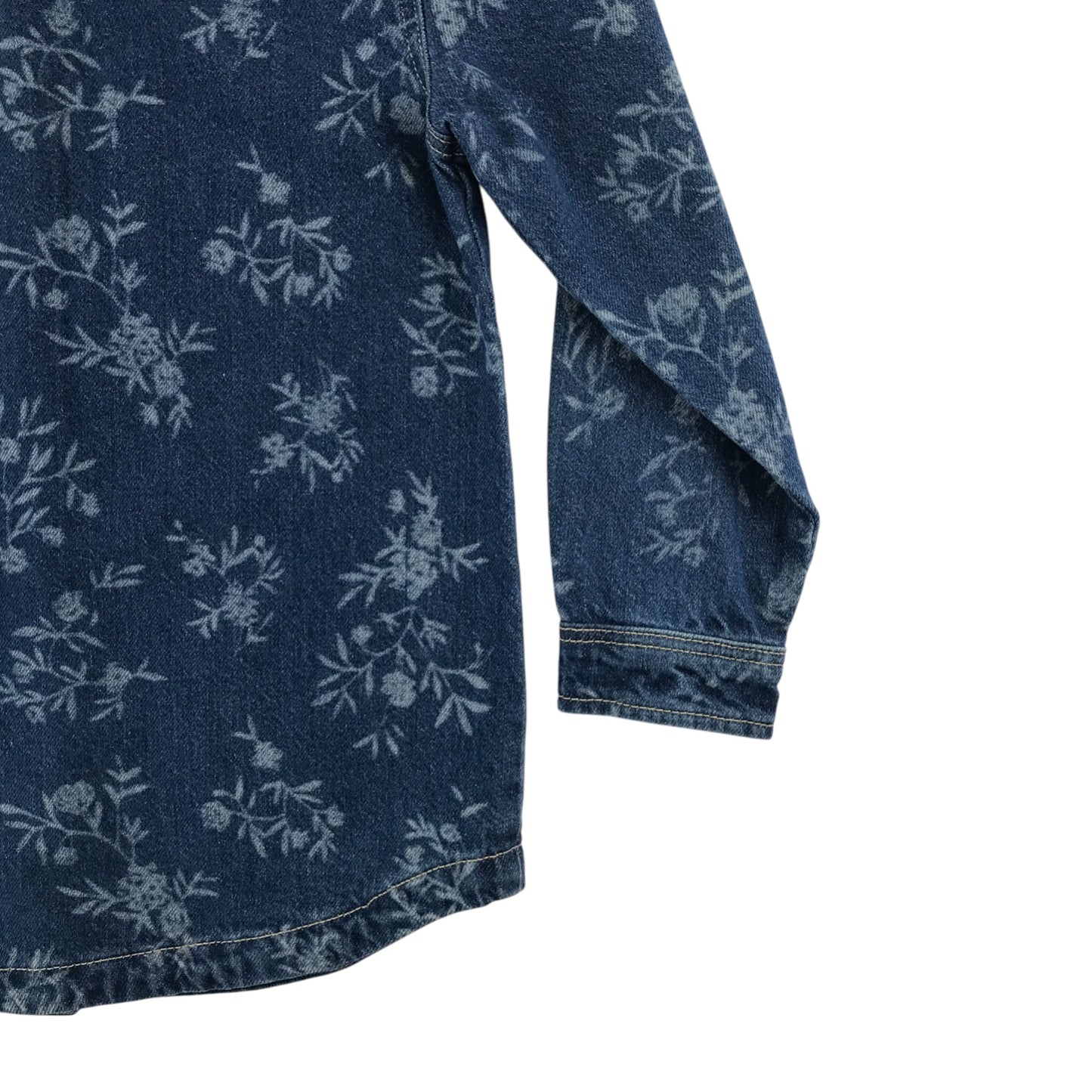 Tu denim jacket 7-8 years years blue long sleeve with plant print cotton