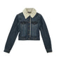 Internacionale denim jacket womens size 6 with sherpa lining