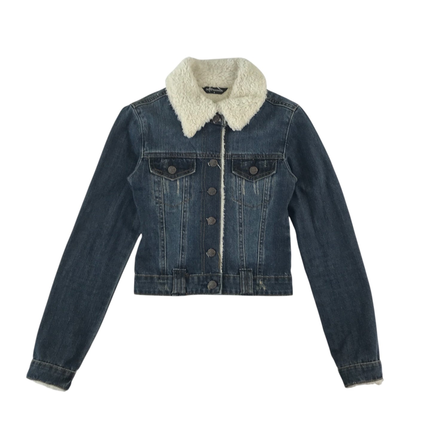 Internacionale denim jacket womens size 6 with sherpa lining