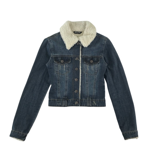 Internacionale denim jacket womens size 6 with sherpa lining