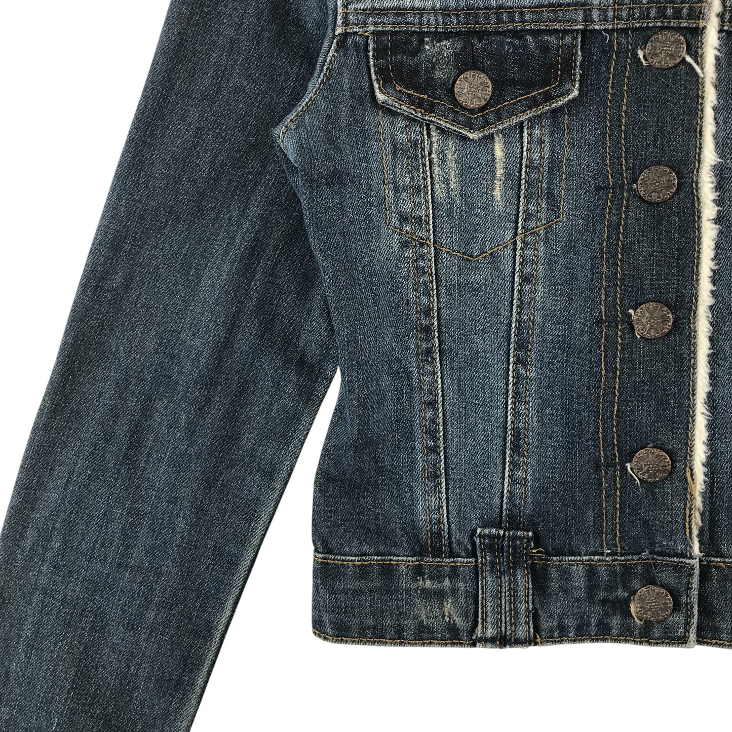 Internacionale denim jacket womens size 6 with sherpa lining