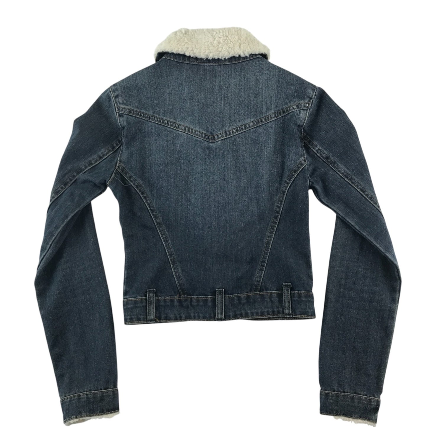 Internacionale denim jacket womens size 6 with sherpa lining