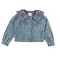 Next denim jacket 7-8 years blue long sleeve with flower embroidery detail cotton