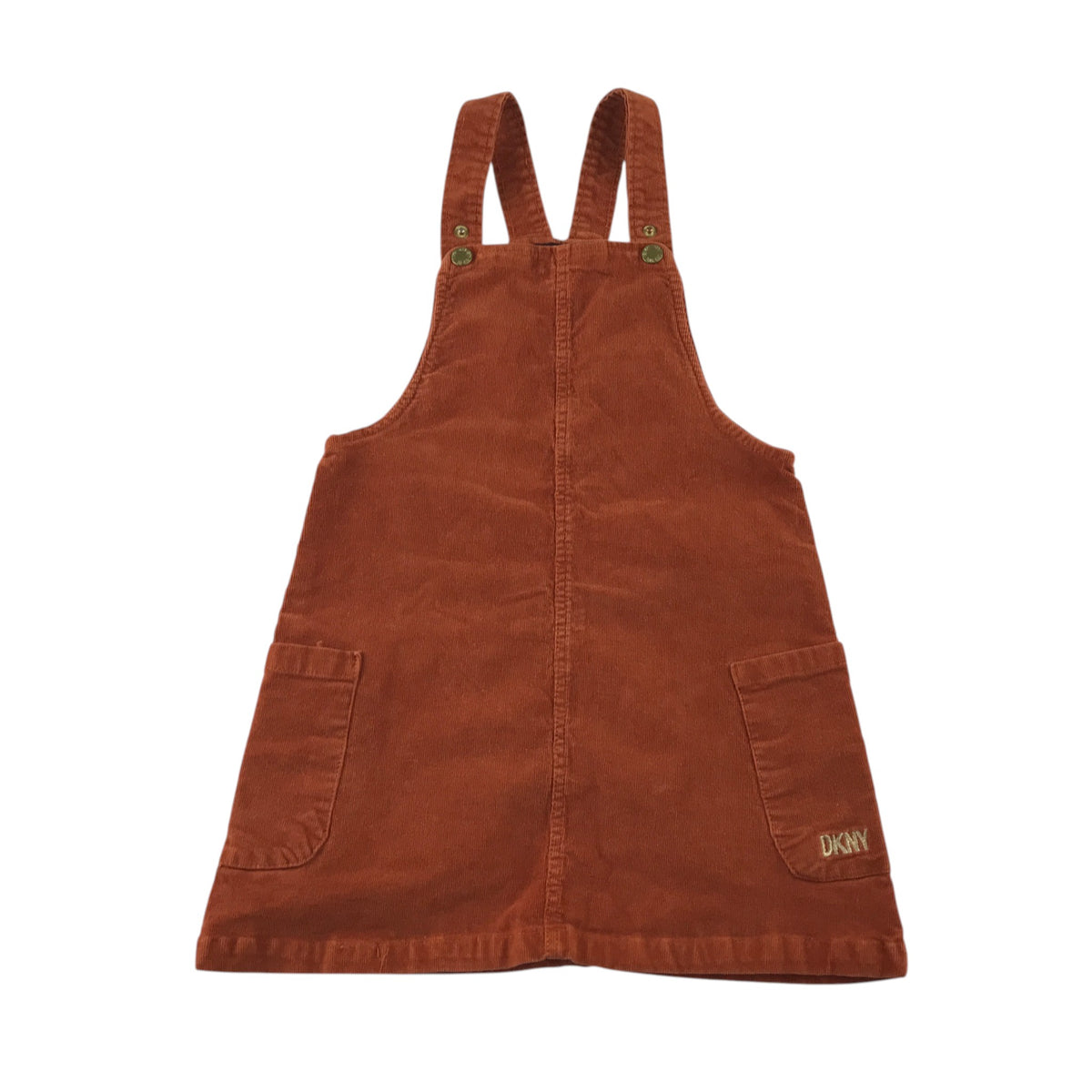 DKNY 5-6 years brown dungaree dress corduroy cotton elastane