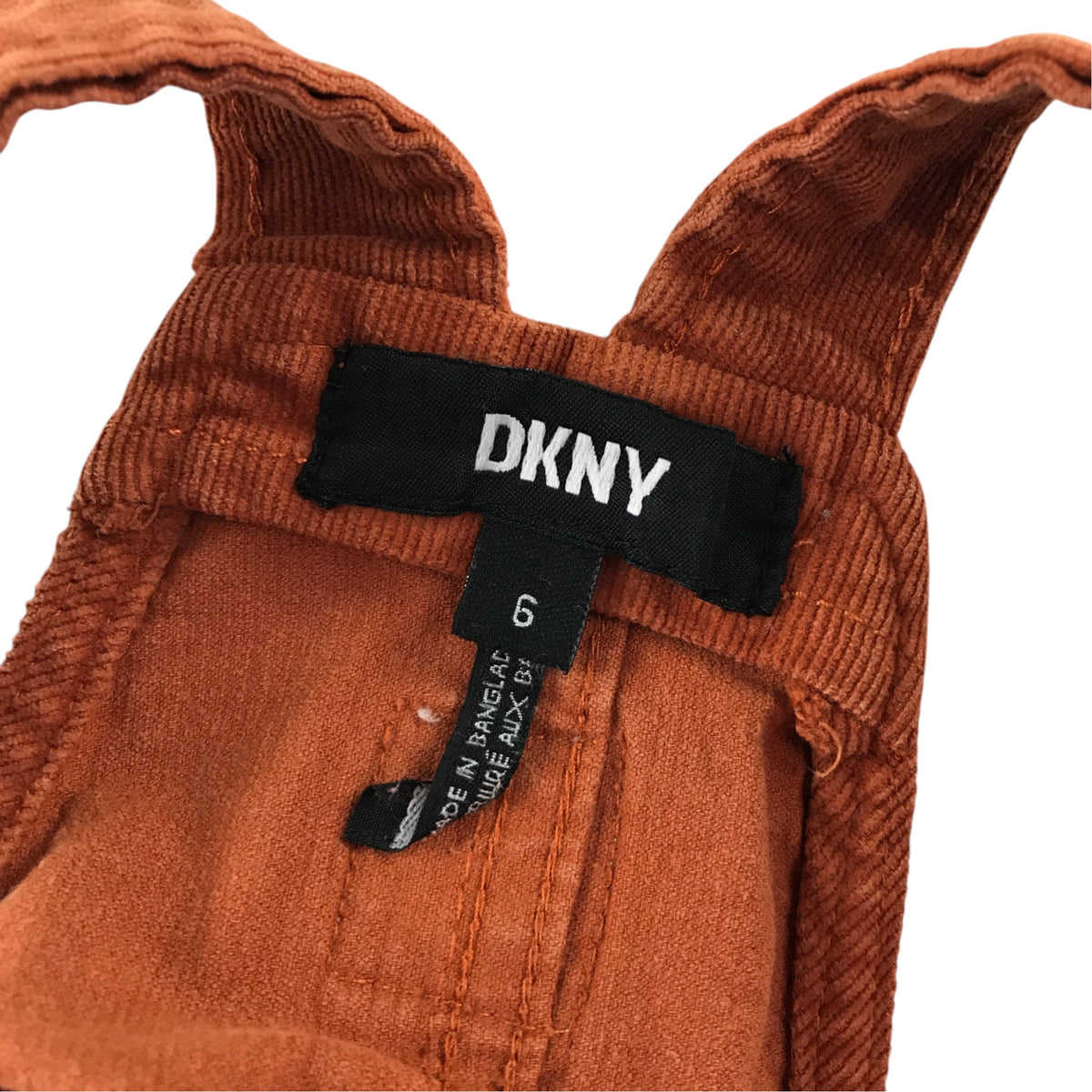 DKNY 5-6 years brown dungaree dress corduroy cotton elastane